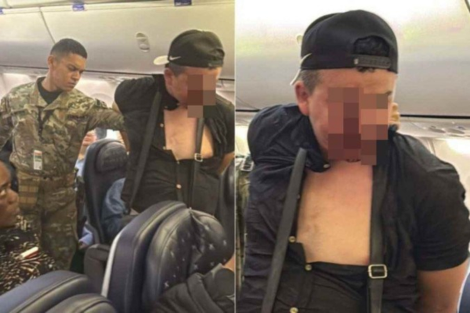 Passageiro é contido por tripulantes ao tentar abrir porta de avião em voo para o Panamá...